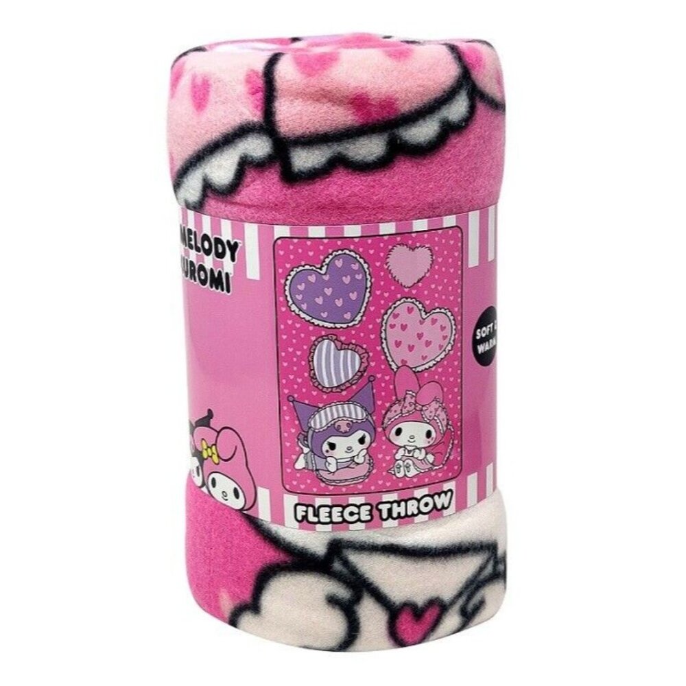 New Pink My Melody Kuromi Fleece Throw Gift Blanket Cartoon Hello Kitty Sanrio - Picture 2 of 2